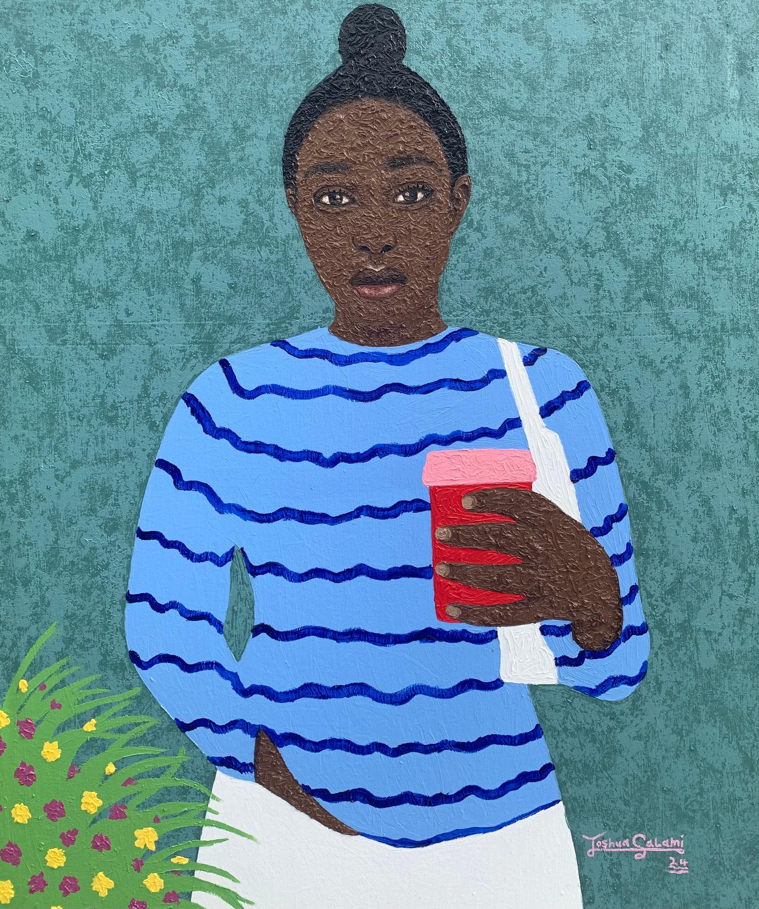 Portrait Painting de Joshua Salami - Manga Azul 2 - Siglo XXI, Contemporáneo, Retrato Figurativo, Moderno, Mujer