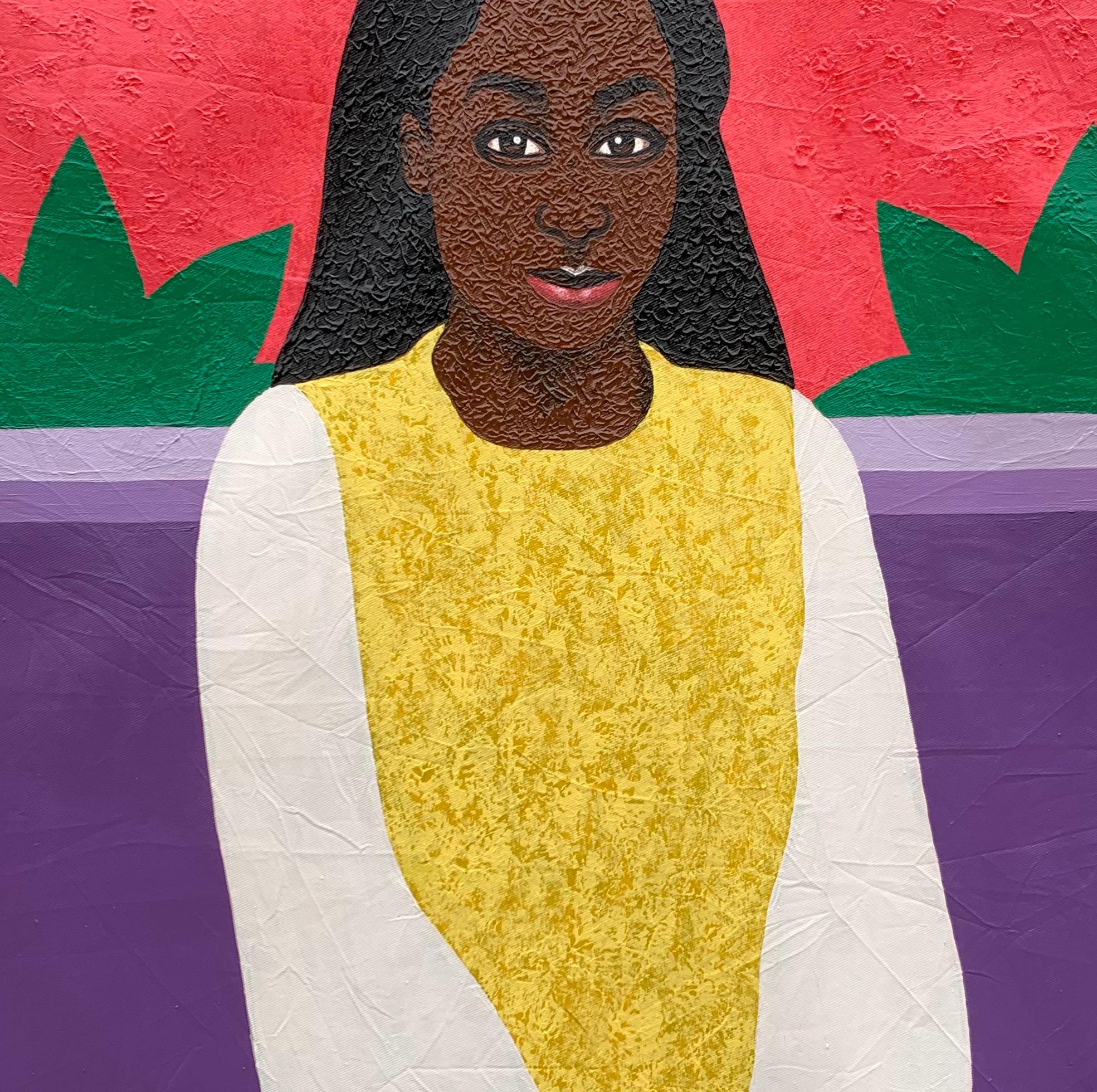 Bold and Beautiful ist ein Gemälde, das die Mischung aus Selbstvertrauen und Anziehungskraft einer Frau vermittelt, die ihre Präsenz, ihre Entscheidungen und ihre Stärke, ihre innere Persönlichkeit durch ihre äußere Erscheinung zum Ausdruck zu