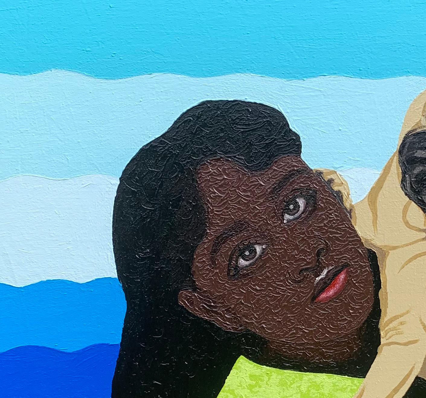 Bond -21st Century, Contemporary, Figurative, Modern, Women, Love, Dog, Nature - Painting by Joshua Salami