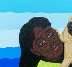 Bond -21st Century, Contemporary, Figurative, Modern, Women, Love, Dog, Nature