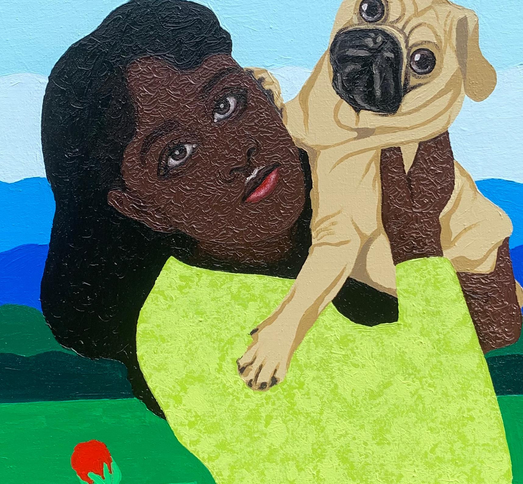 Bond -21st Century, Contemporary, Figurative, Modern, Women, Love, Dog, Nature For Sale 2