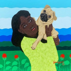 Vínculo -Siglo XXI, Contemporáneo, Figurativo, Moderno, Mujer, Amor, Perro, Naturaleza
