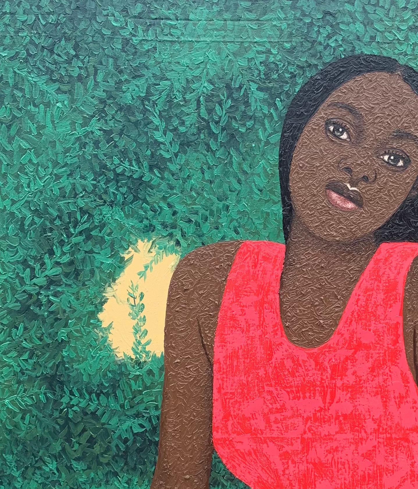 Attesa emozionante -21° secolo, Contemporaneo, Figurativo, Moderno, Donne, Amore - Painting di Joshua Salami