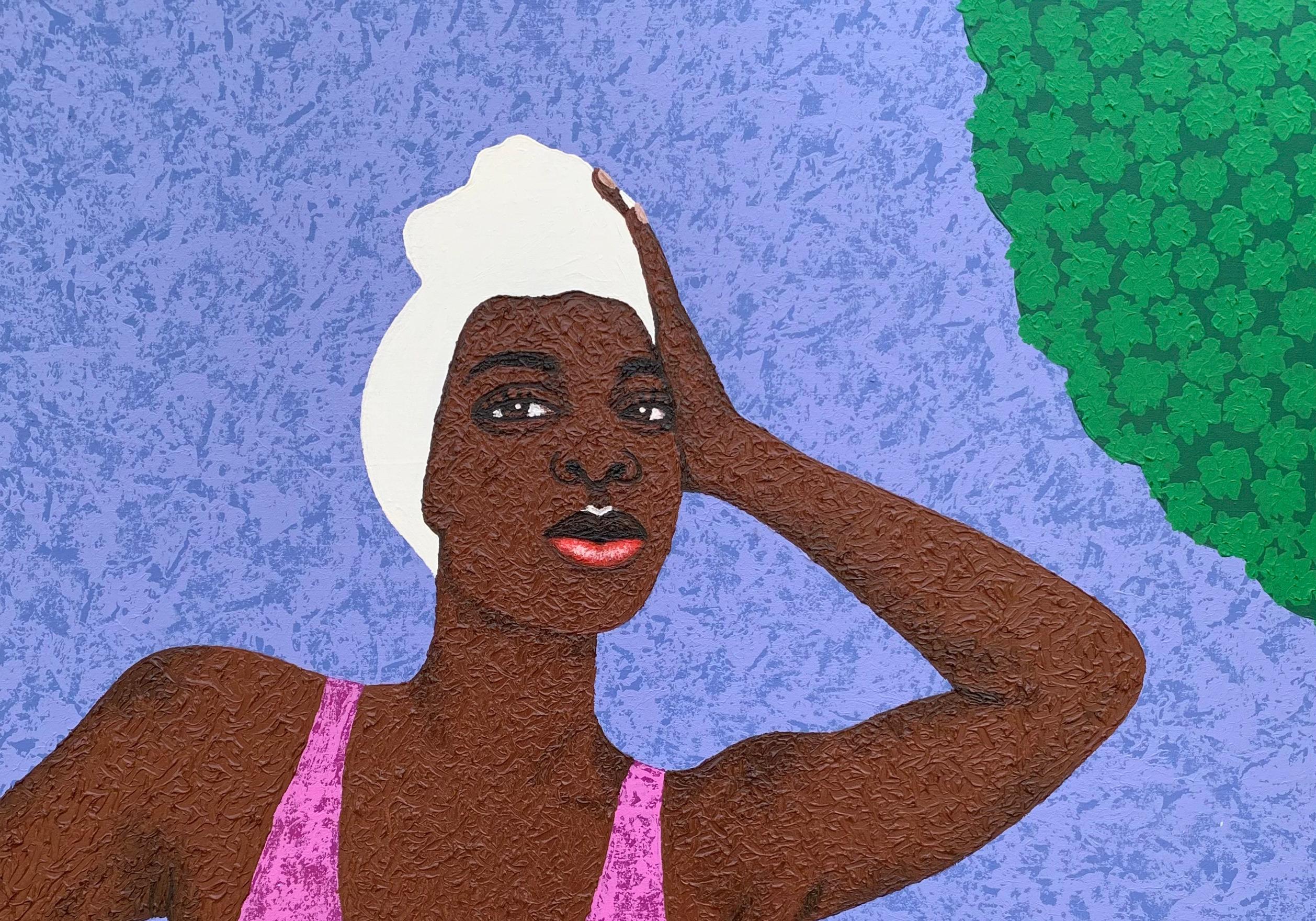 Feeling Awesome -Siglo XXI, Contemporáneo, Retrato Figurativo, Moderno, Mujer - Painting de Joshua Salami