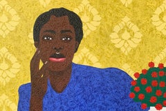 I Am Golden - 21st Century Contemporary, Expressionism, Portrait, Floral Modern