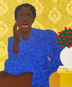 I Am Golden - 21st Century Contemporary, Expressionism, Portrait, Floral Modern