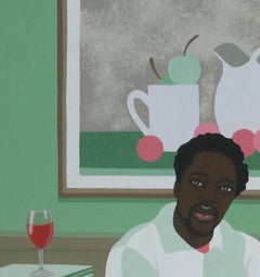 In His Space -21st Century, Contemporary, Figurative, Modern Men, Interior, Wine