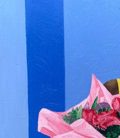 Moment He Gave Me Flowers - 21st Century, Contemporary, Landscape, Women, Love