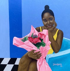 Momento en que me dio flores - Siglo XXI, Contemporáneo, Paisaje, Mujeres, Amor