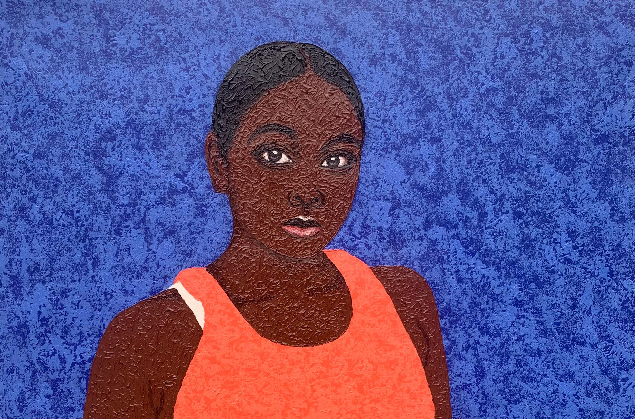 Moment der Stille -21. Jahrhundert, Contemporary, Figuratives Portrait, Liebe Frauen – Painting von Joshua Salami