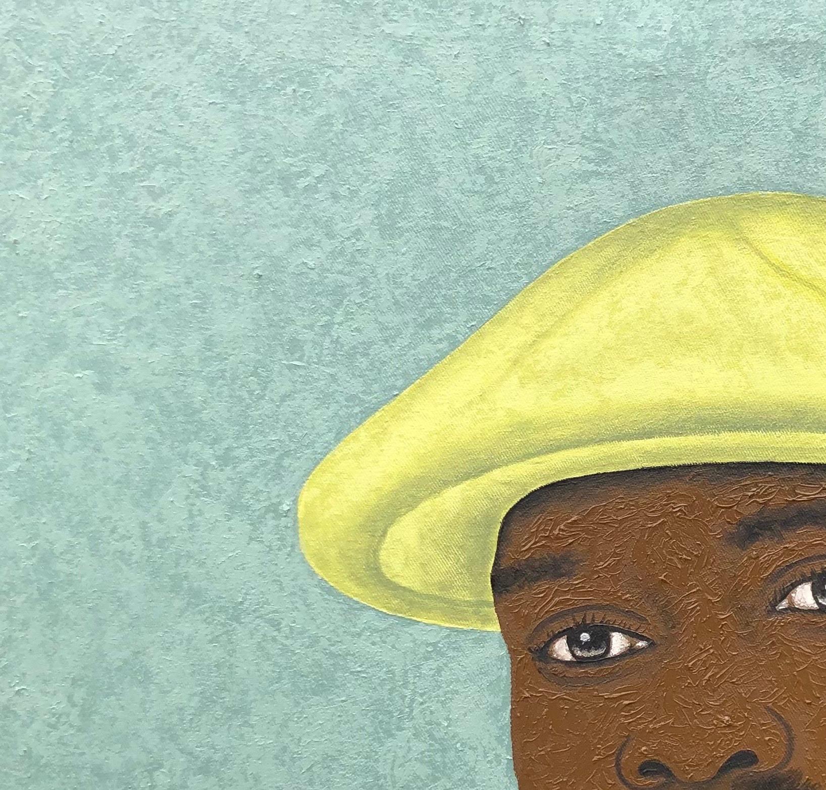 My Favorite Head Gear - 21. Jahrhundert, Expressionismus, figuratives Porträt, Männer – Painting von Joshua Salami