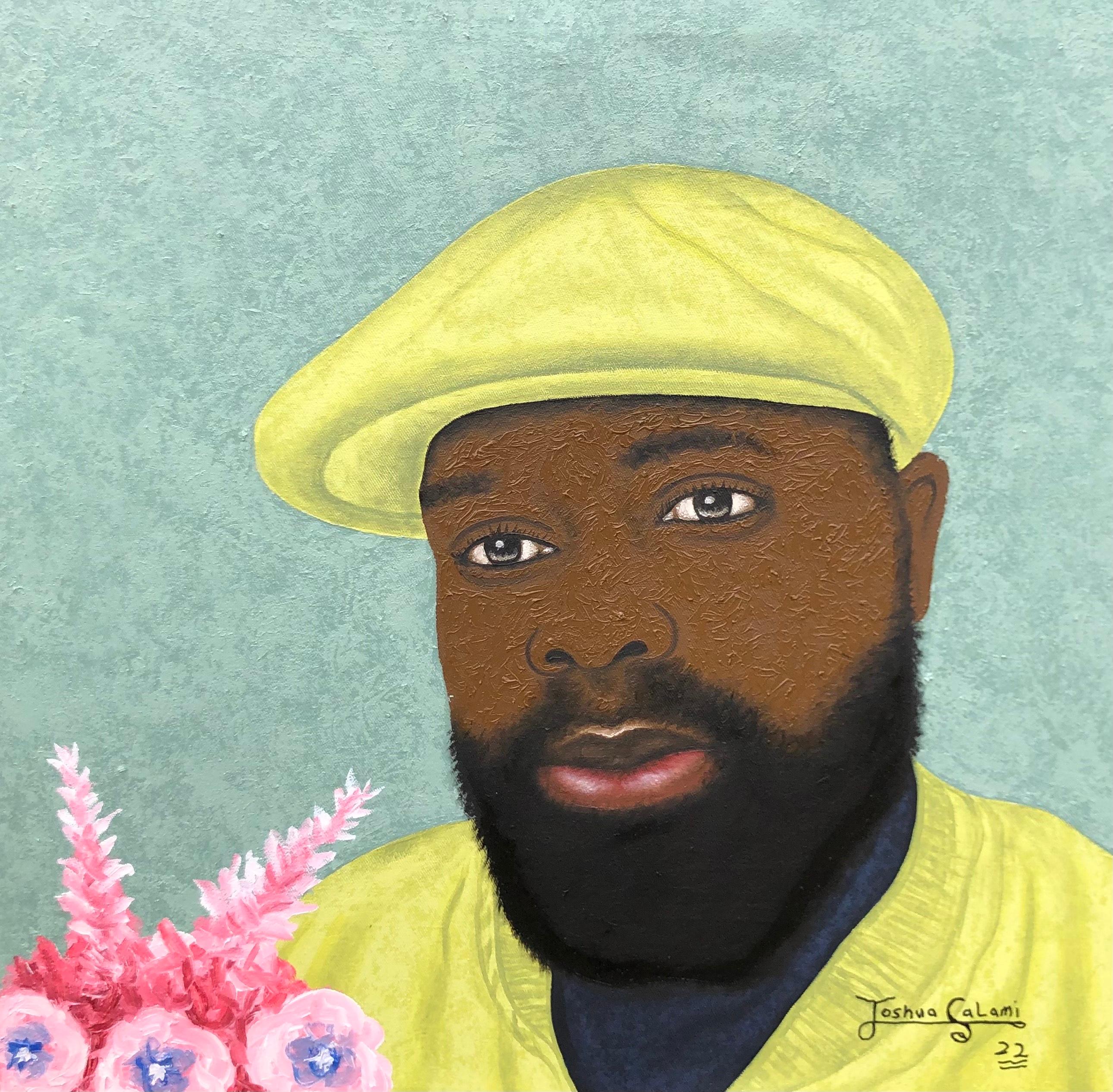 Joshua Salami Figurative Painting – My Favorite Head Gear - 21. Jahrhundert, Expressionismus, figuratives Porträt, Männer