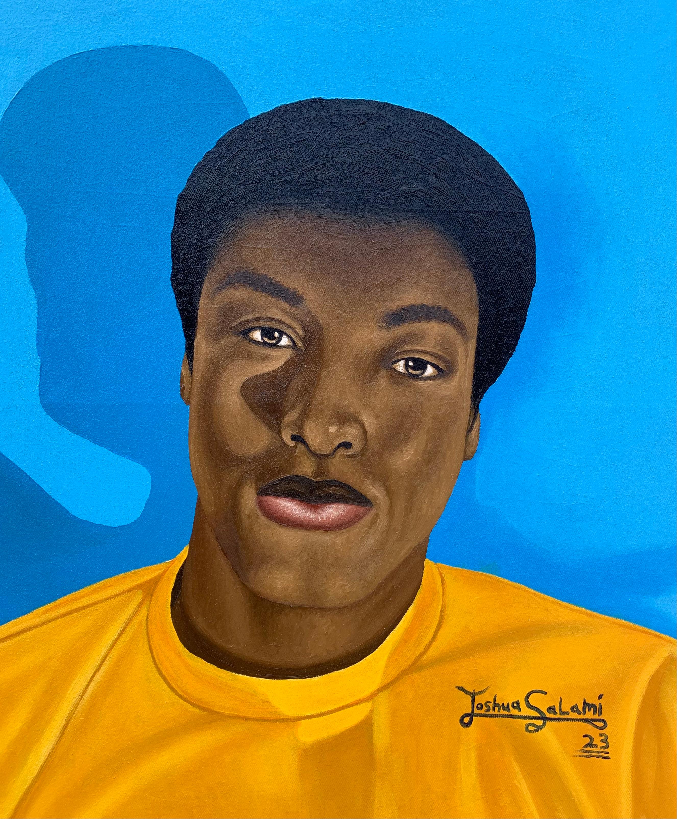 Figurative Painting di Joshua Salami - Look perfetto -21° secolo, Contemporaneo, Figurativo, Ritratto, Uomo, Tecnica mista