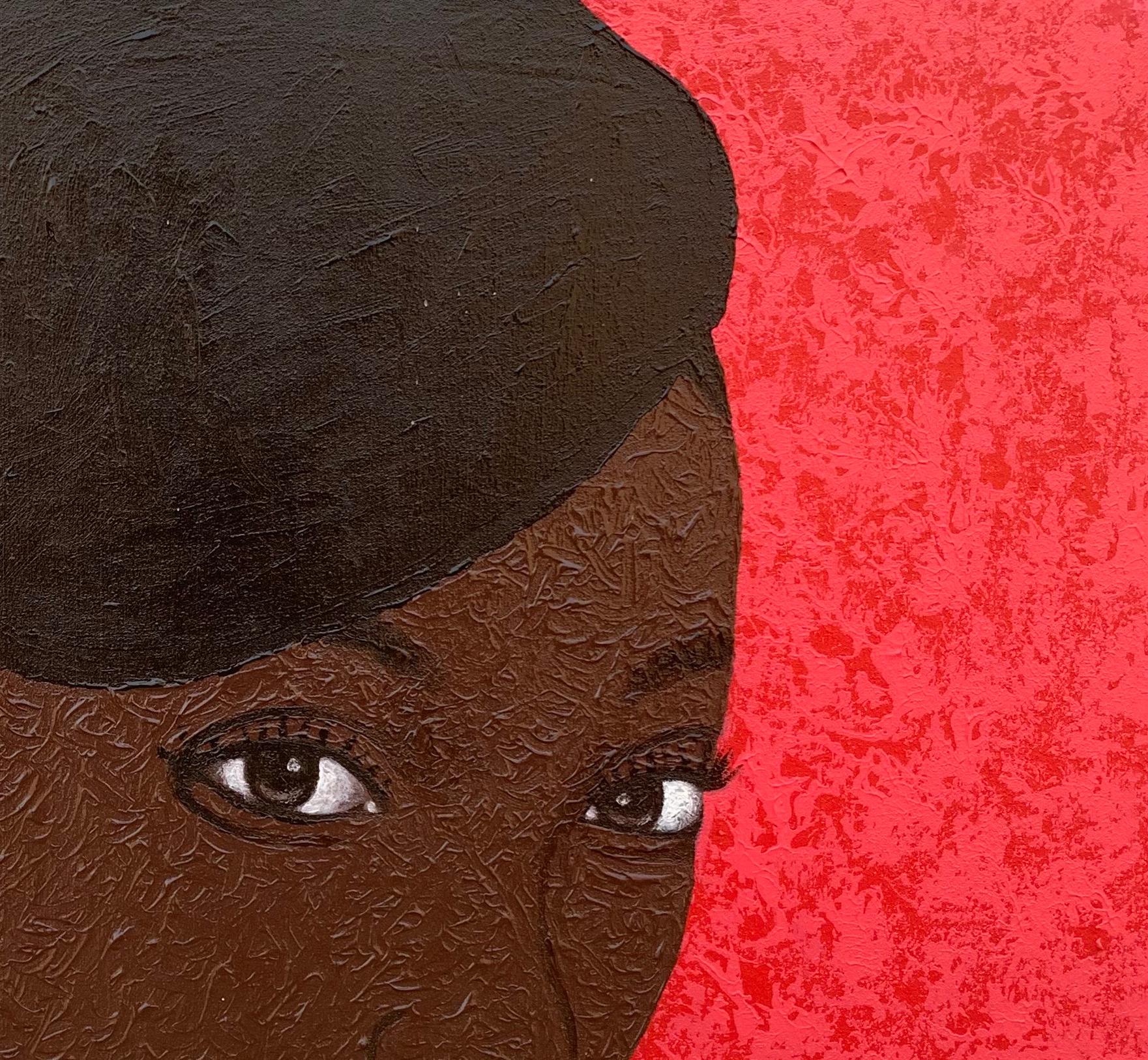 Pretty in Yellow -21° secolo, Contemporaneo, Ritratto figurativo, Colore, Donna - Figurative Painting Rosso di Joshua Salami