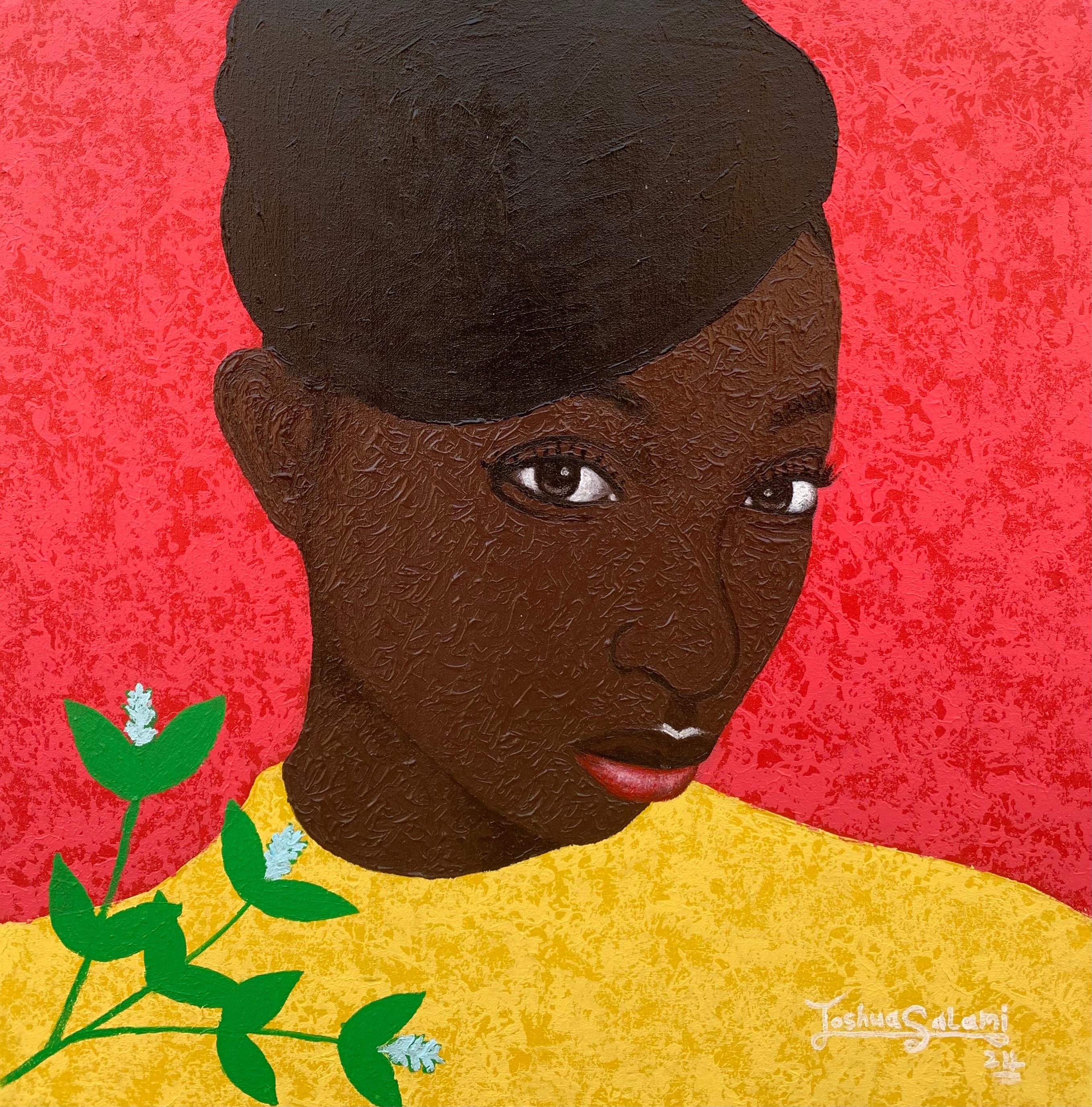 Figurative Painting di Joshua Salami - Pretty in Yellow -21° secolo, Contemporaneo, Ritratto figurativo, Colore, Donna