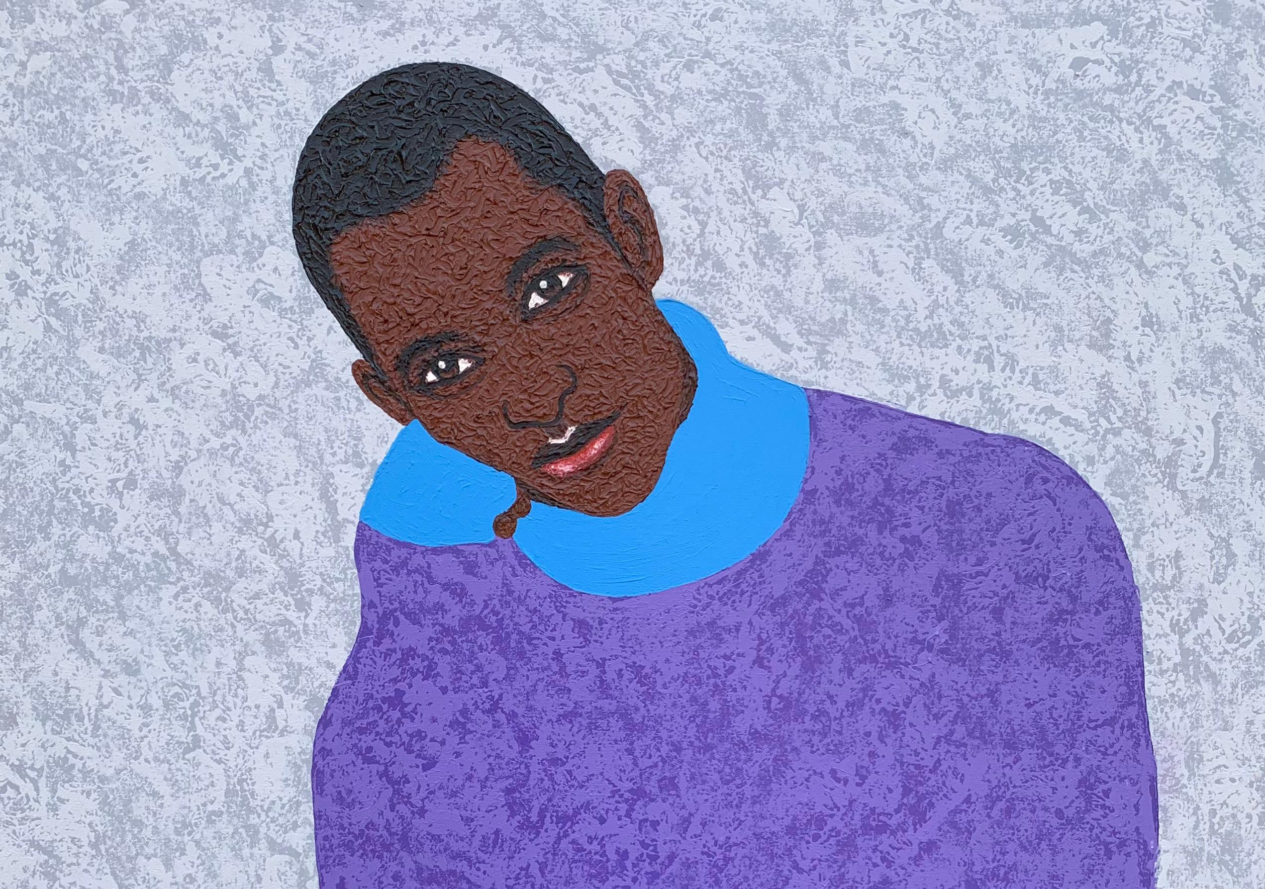 Stille der Aufmerksamkeit -21. Jahrhundert, Zeitgenössisch, Figuratives Porträt, Liebe, Männer – Painting von Joshua Salami