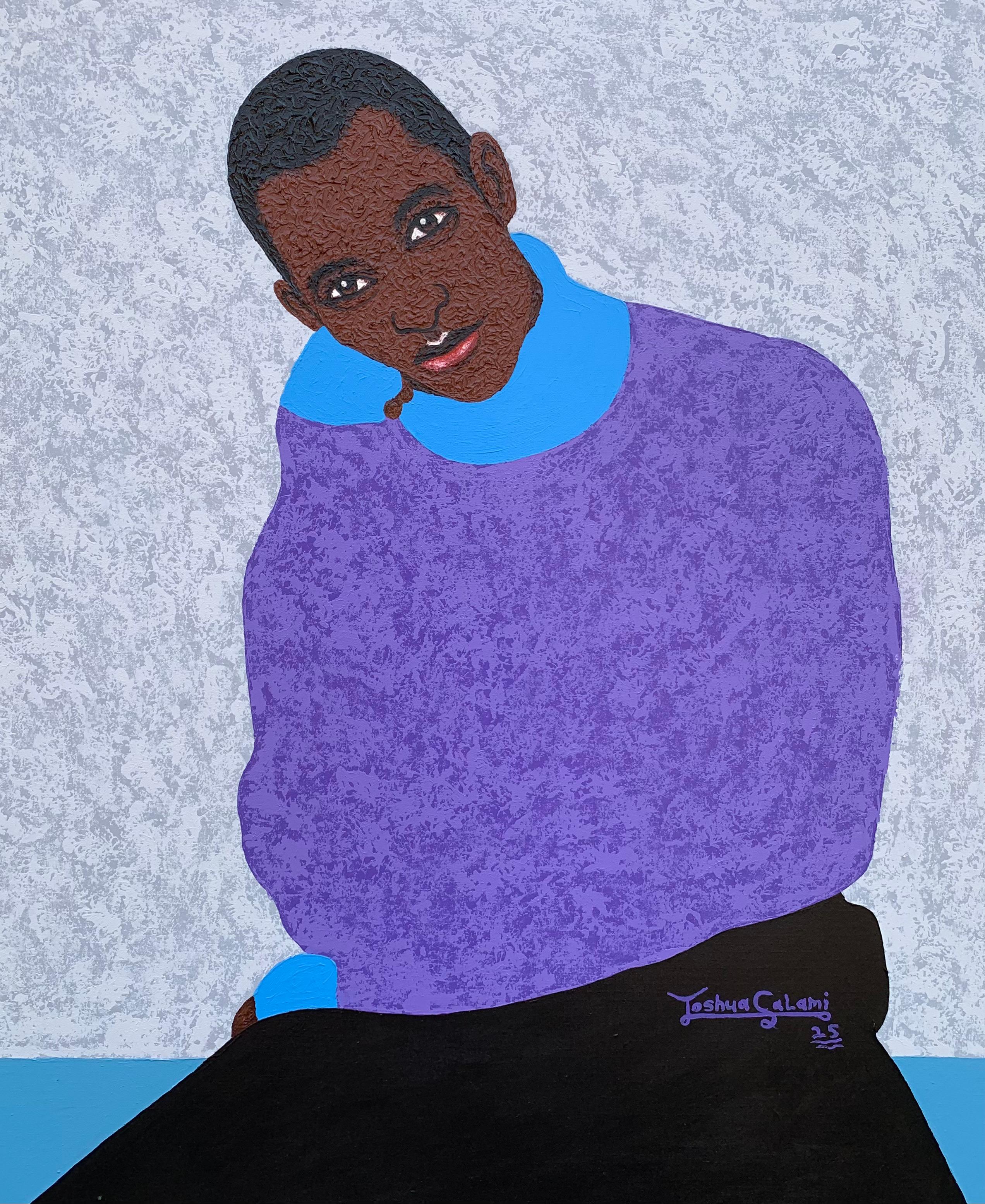 Joshua Salami Portrait Painting – Stille der Aufmerksamkeit -21. Jahrhundert, Zeitgenössisch, Figuratives Porträt, Liebe, Männer