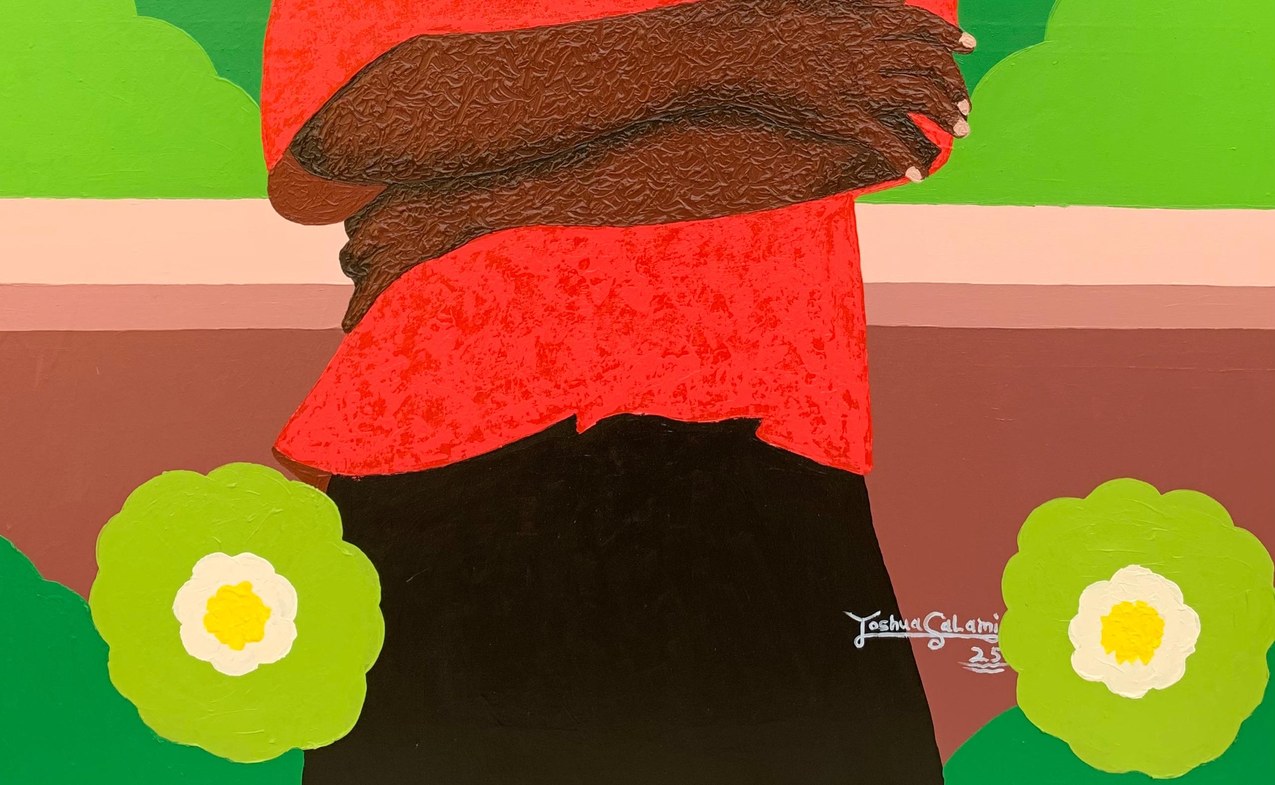 Stay Strong and Keep On - 21st Century Contemporary, Figurative, Modern, Women - Brown Portrait Painting by Joshua Salami