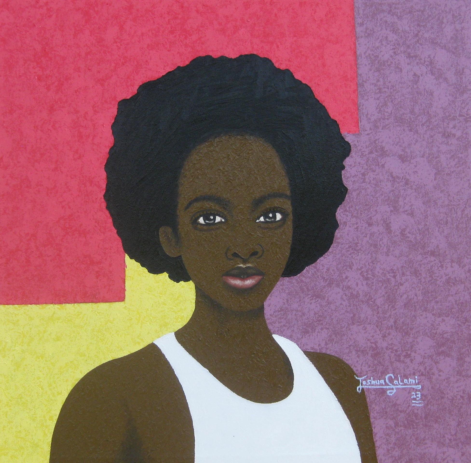 Une beauté stupéfiante  Huile/ Toile  Artistics nigérians 2023  Portrait Réalisme Africain en vente 1