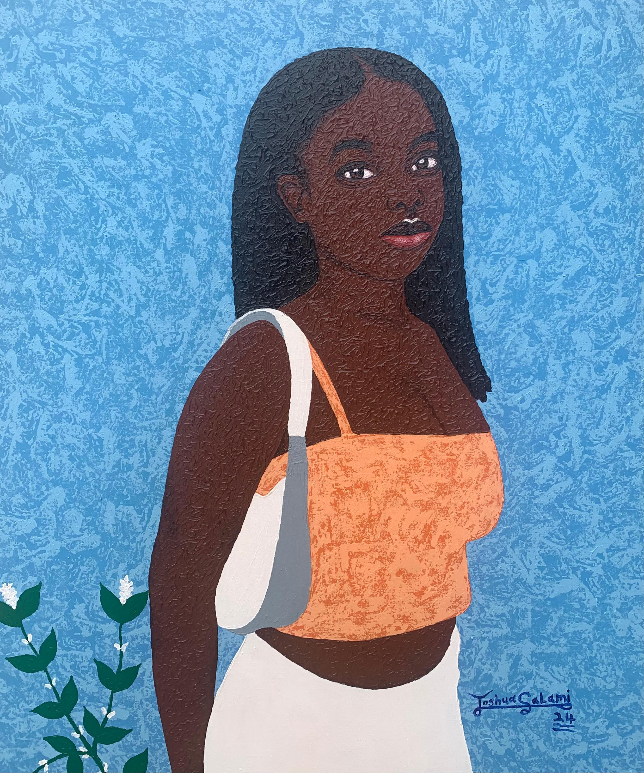 Joshua Salami Portrait Painting - There She Goes With Her Beauty - 21st Century Contemporary, Figurative, Modern
