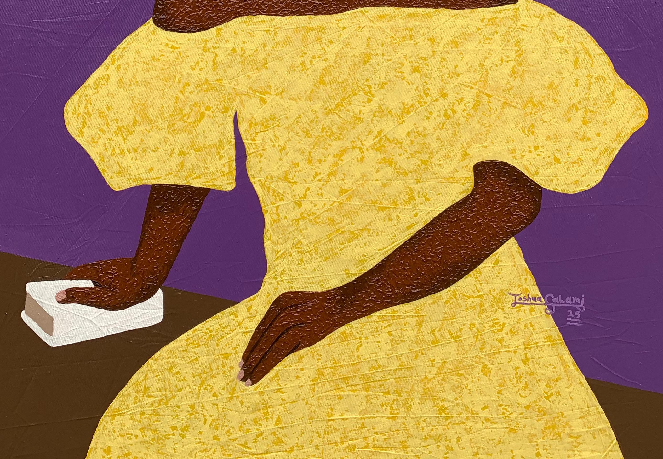 Very Demure - 21e siècle Contemporain, Figuratif, Expressionnisme moderne, Femmes - Noir Portrait Painting par Joshua Salami