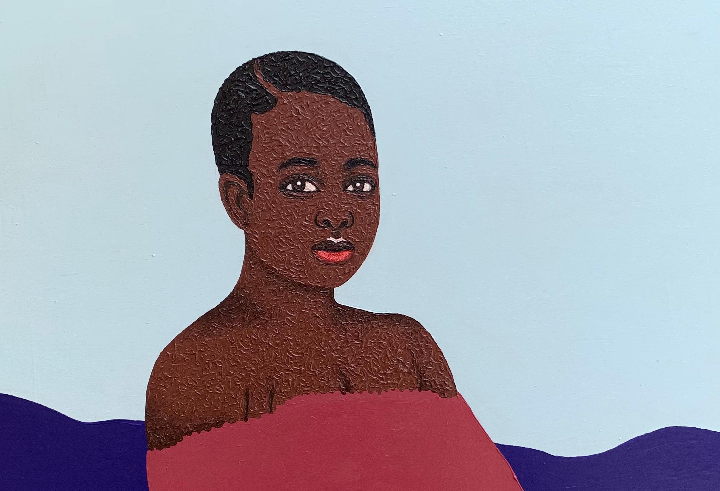 Wer verdient meine Blume am meisten - 21. Jahrhundert Zeitgenössische, figurative, moderne Frauen – Painting von Joshua Salami