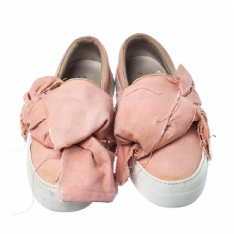 Donna Joshua Sanders - Scarpe da ginnastica con fiocco in tela rosa chiaro Taglia 40 in vendita