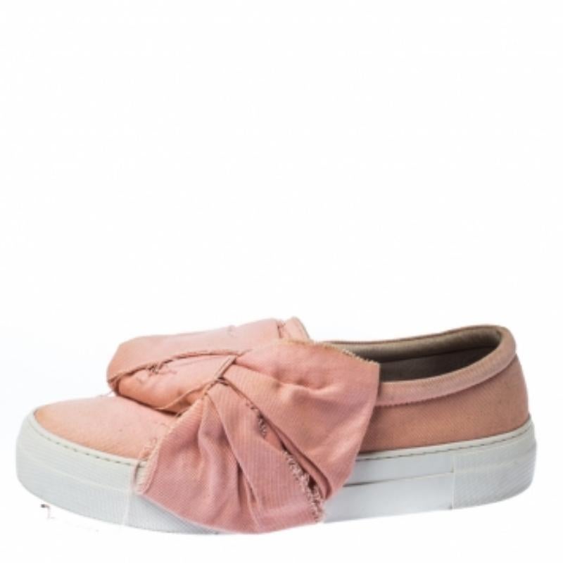 Joshua Sanders - Scarpe da ginnastica con fiocco in tela rosa chiaro Taglia 40 in vendita 1