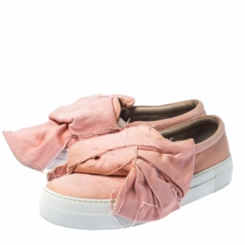 Joshua Sanders - Scarpe da ginnastica con fiocco in tela rosa chiaro Taglia 40 in vendita 2