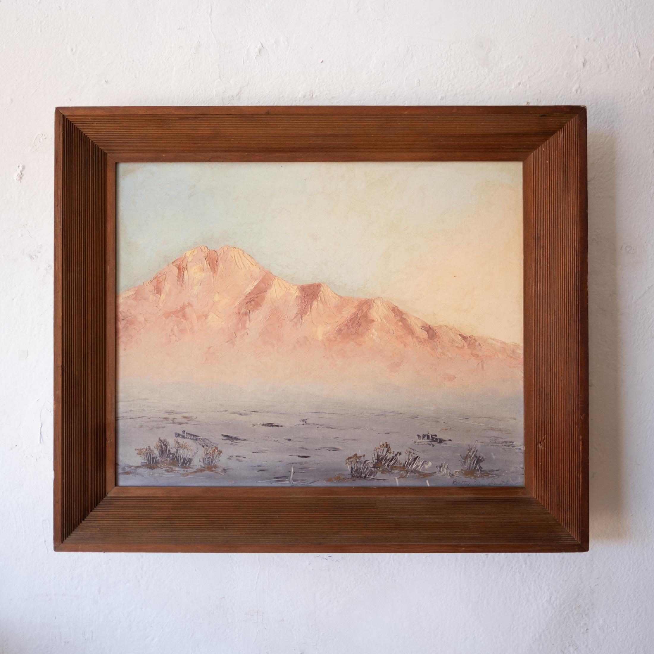 Wood Joshua Tree Desert Landscape Painting 1960s For Sale