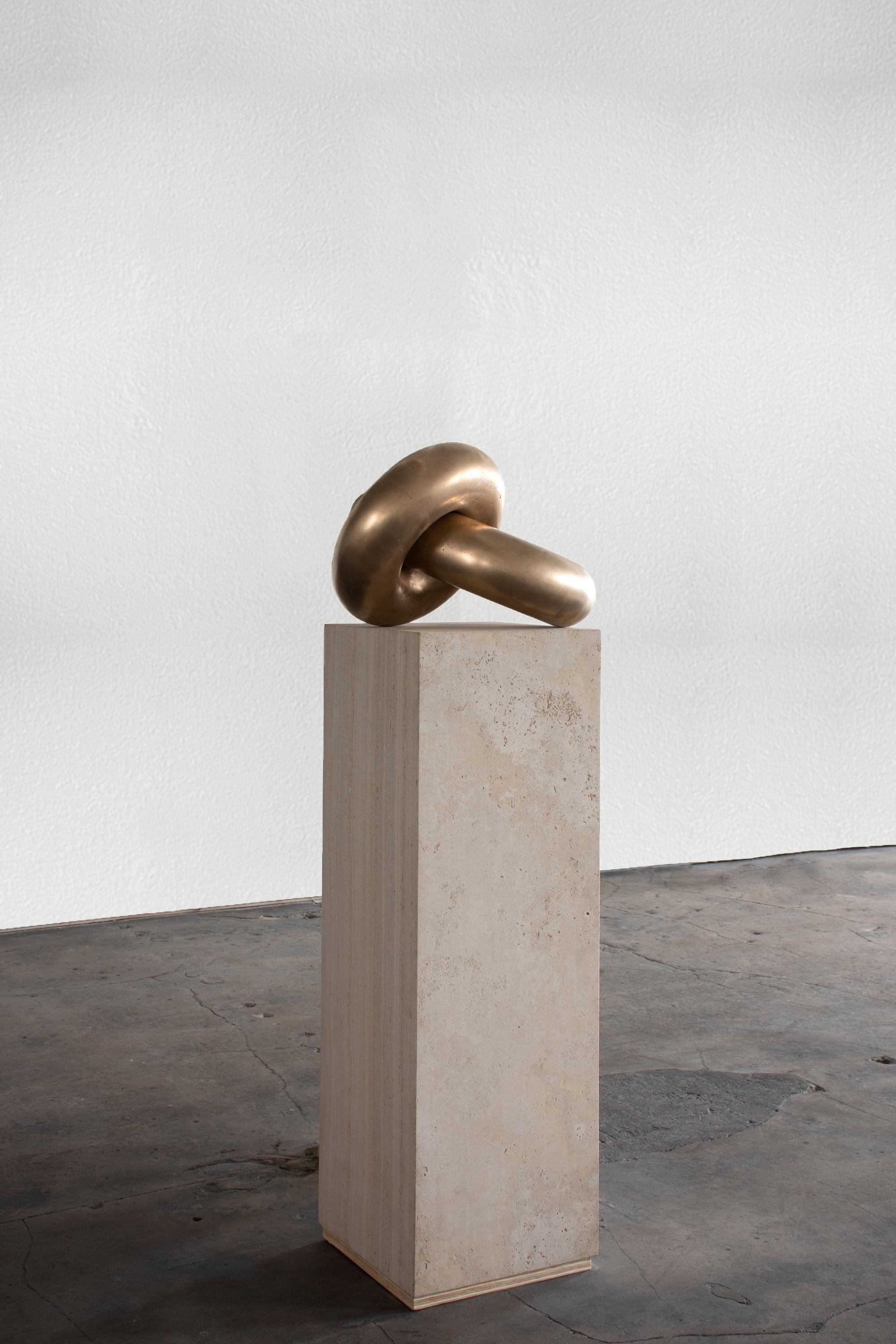 Polished Joshua Vogel Bronze Chain Links / Limestone Pedestal  For Sale