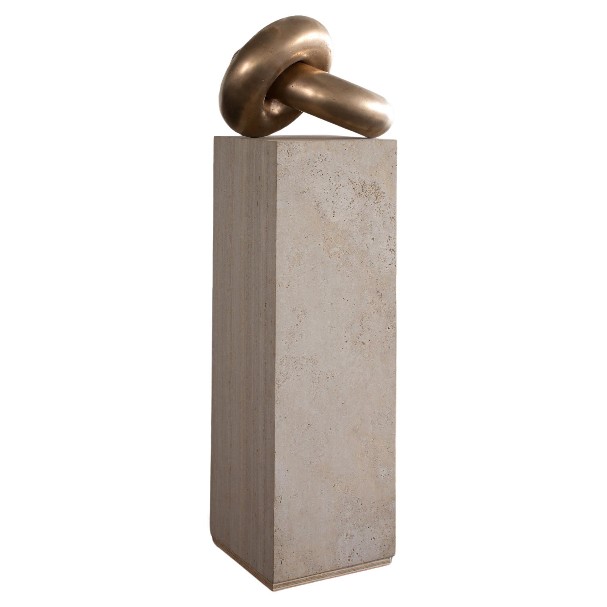 Joshua Vogel Bronze Chain Links / Limestone Pedestal  For Sale