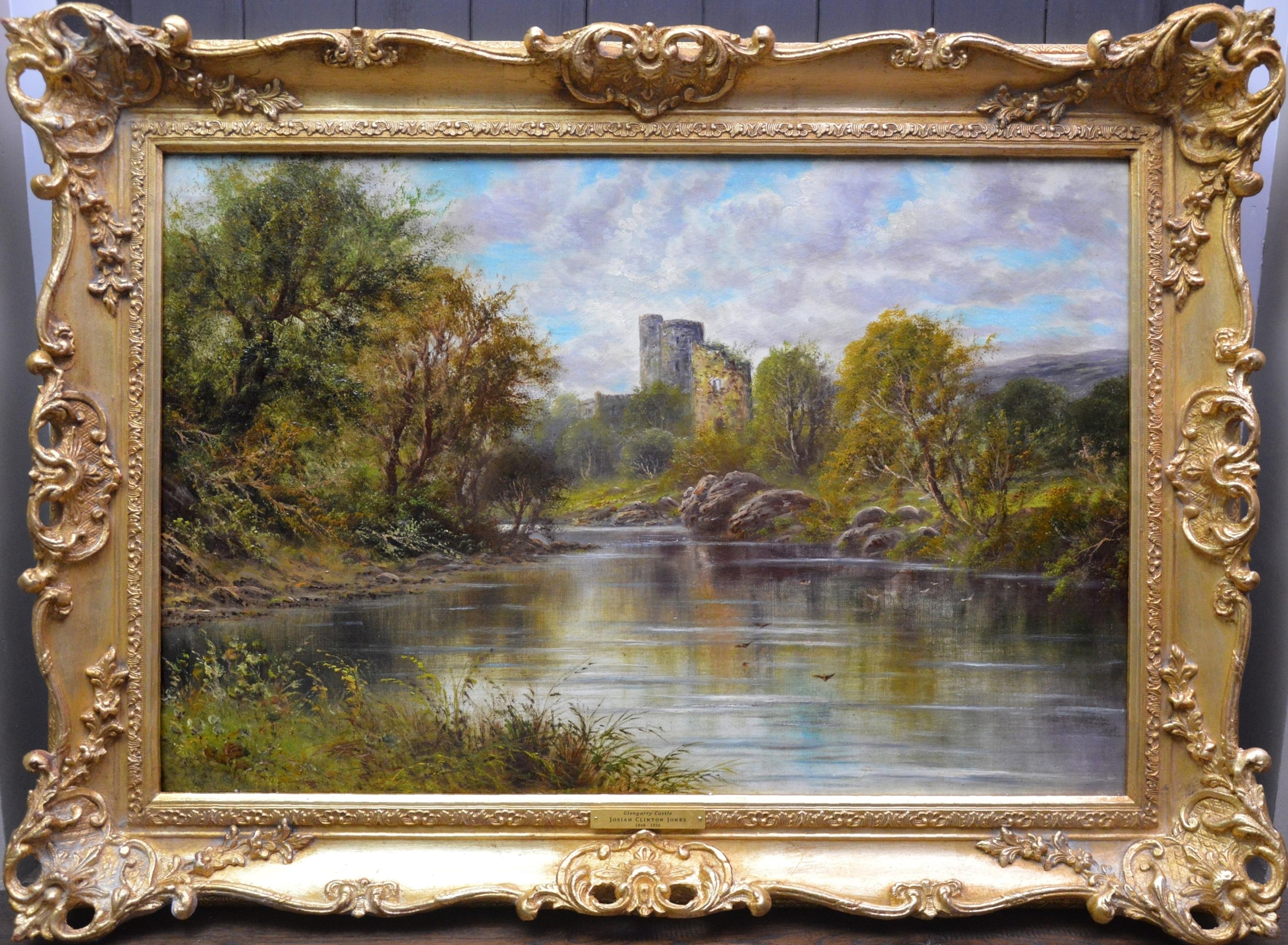 Josiah Clinton Jones Landscape Painting - Glengarry Castle - 19th Century Oil Painting of Scottish Highland Loch