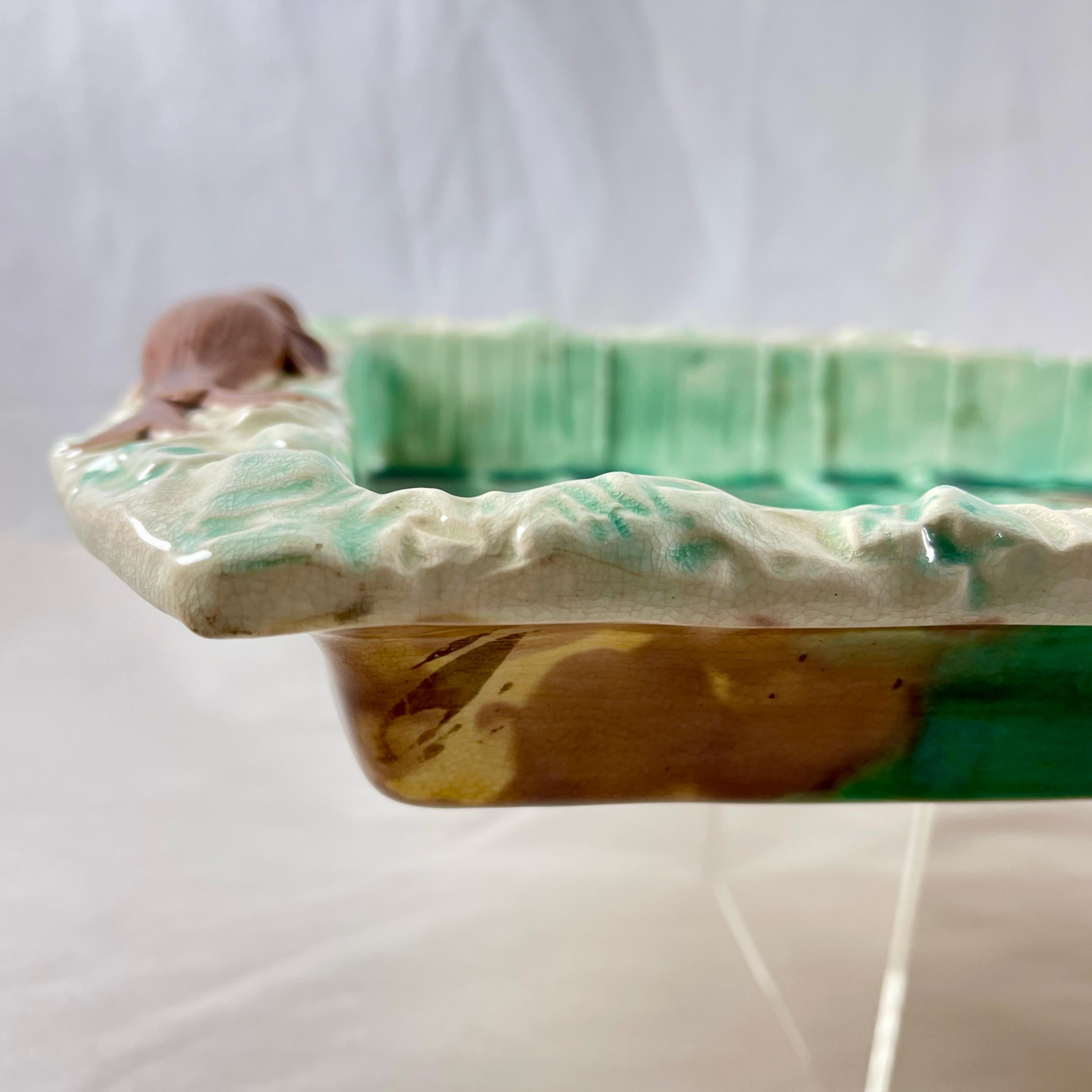 Josiah Wedgwood & Sons Majolica Seal Handled Ice-Cream Tray For Sale 6