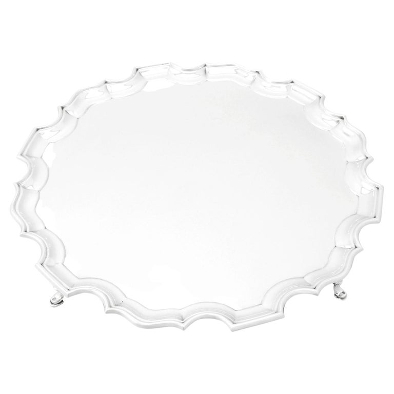 Josiah Williams & Co Antique Sterling Silver Salver For Sale