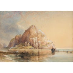 Antique British Watercolour Painting Coastal Scene Josiah Wood Whymper