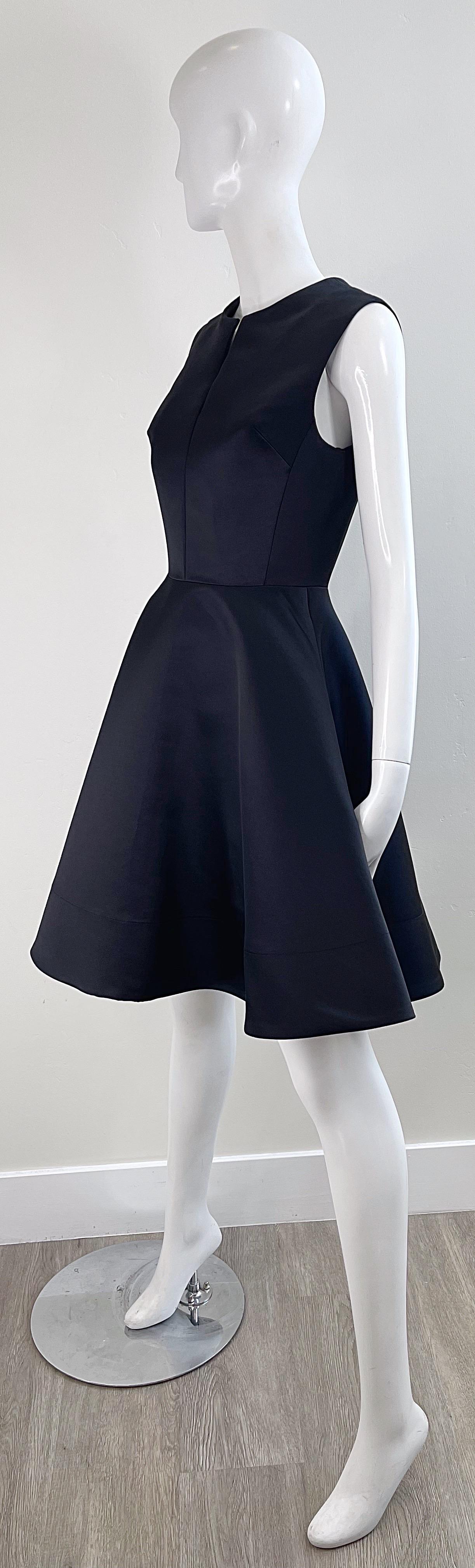 Josie Natori Fall 2016 Size 4 Black Fit and Flare Sleeveless Dress w/ Pockets For Sale 9