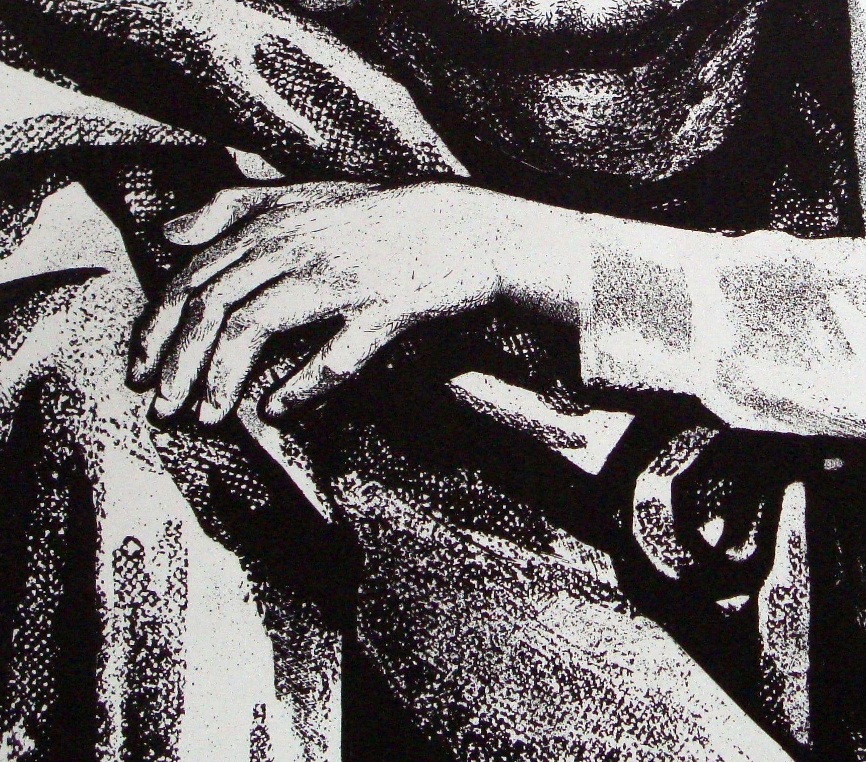 Firework. 1970, paper, silk screen printing, 85x61 cm - Black Portrait Print by Josif Elgurt