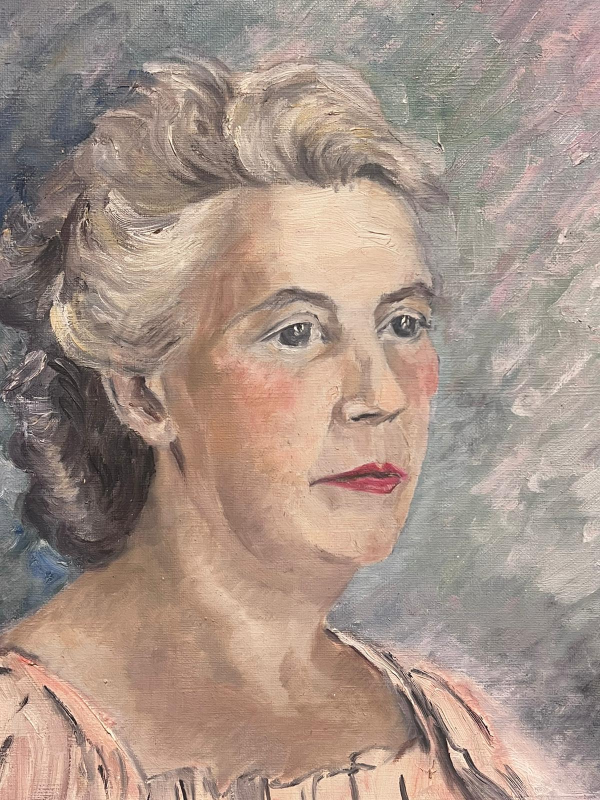 1940er Jahre Französisch Post Impressionist Porträt einer Dame signiert & datiert im Angebot 1