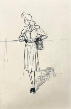 1950’s Fashion Illustration Original Painting Of A Chic Lady