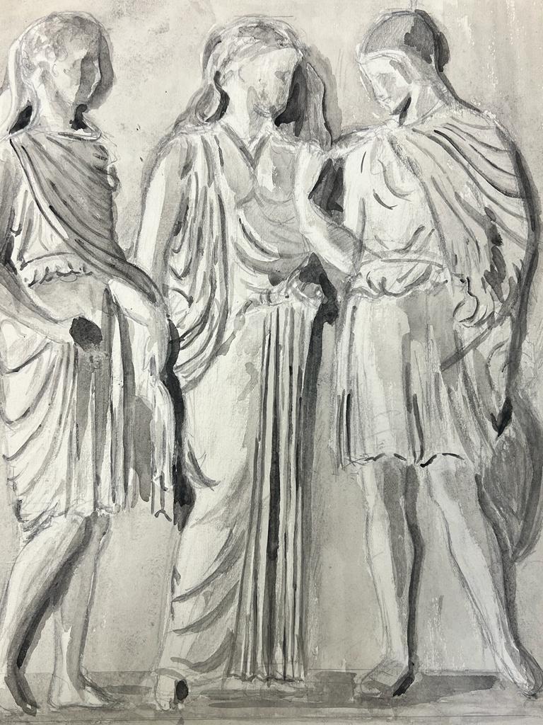 1950’s Fashion Illustration Original Painting Of Three Figures In Robes For Sale 2