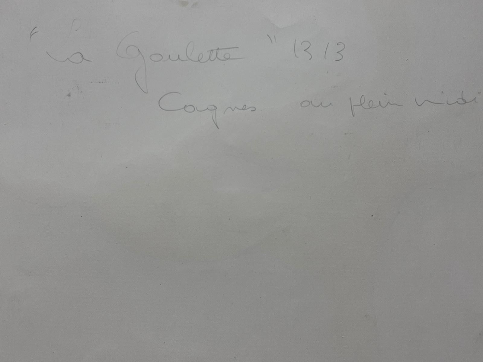 1950 Francese Affascinante schizzo a carboncino di un cortile rustico europeo in vendita 3