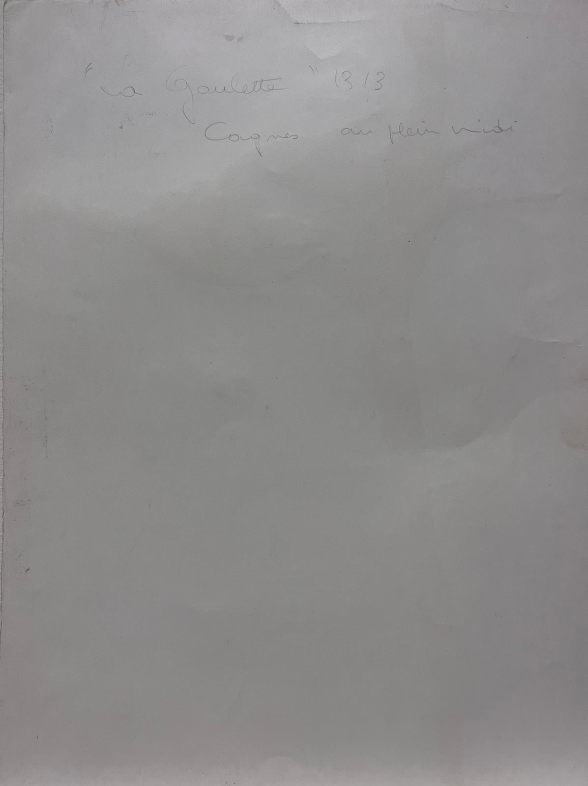 1950 Francese Affascinante schizzo a carboncino di un cortile rustico europeo in vendita 4