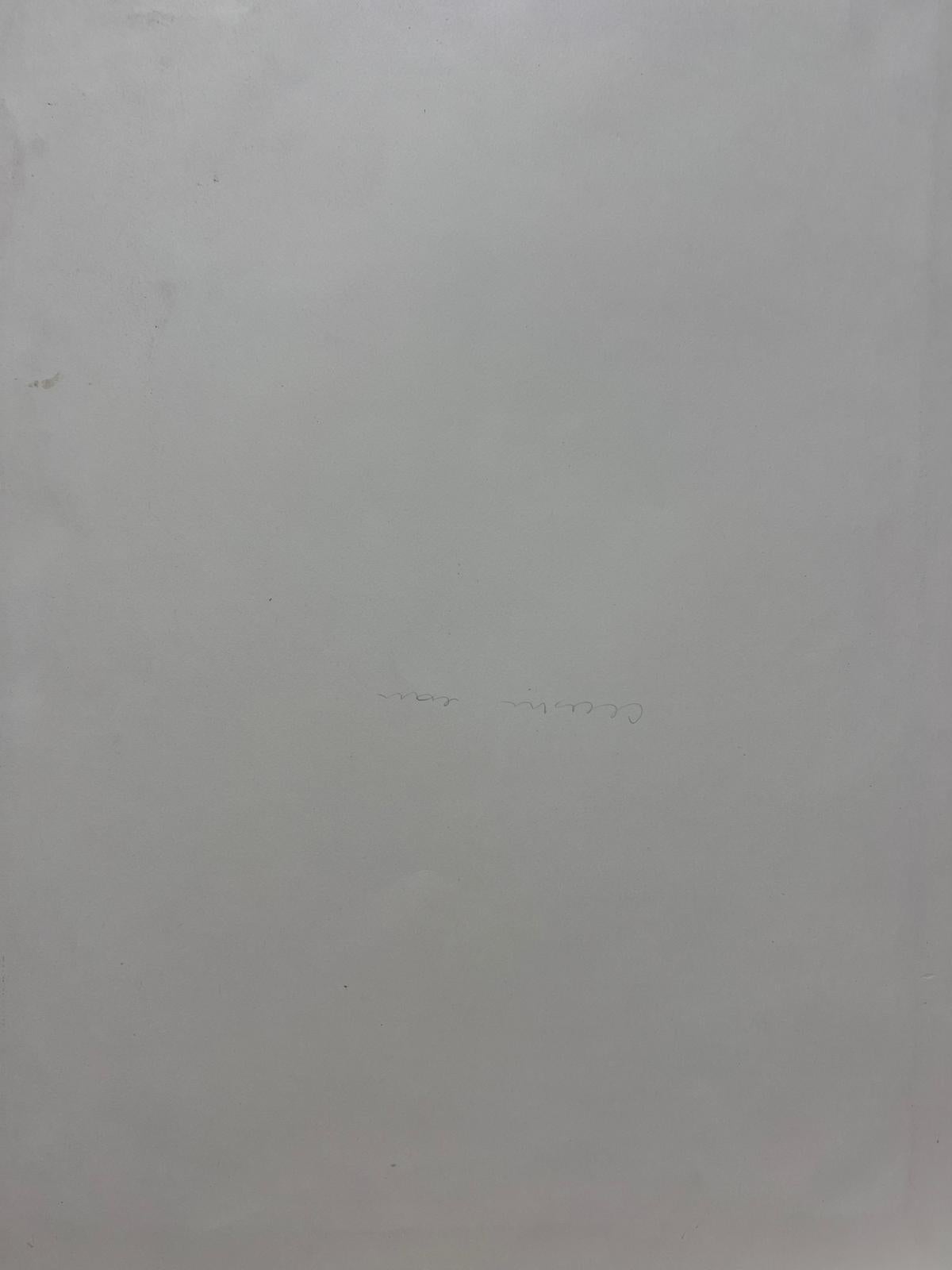 Dessin à l'encre français expressif des années 1950 représentant une femme au travail dans une scène domestique en vente 3
