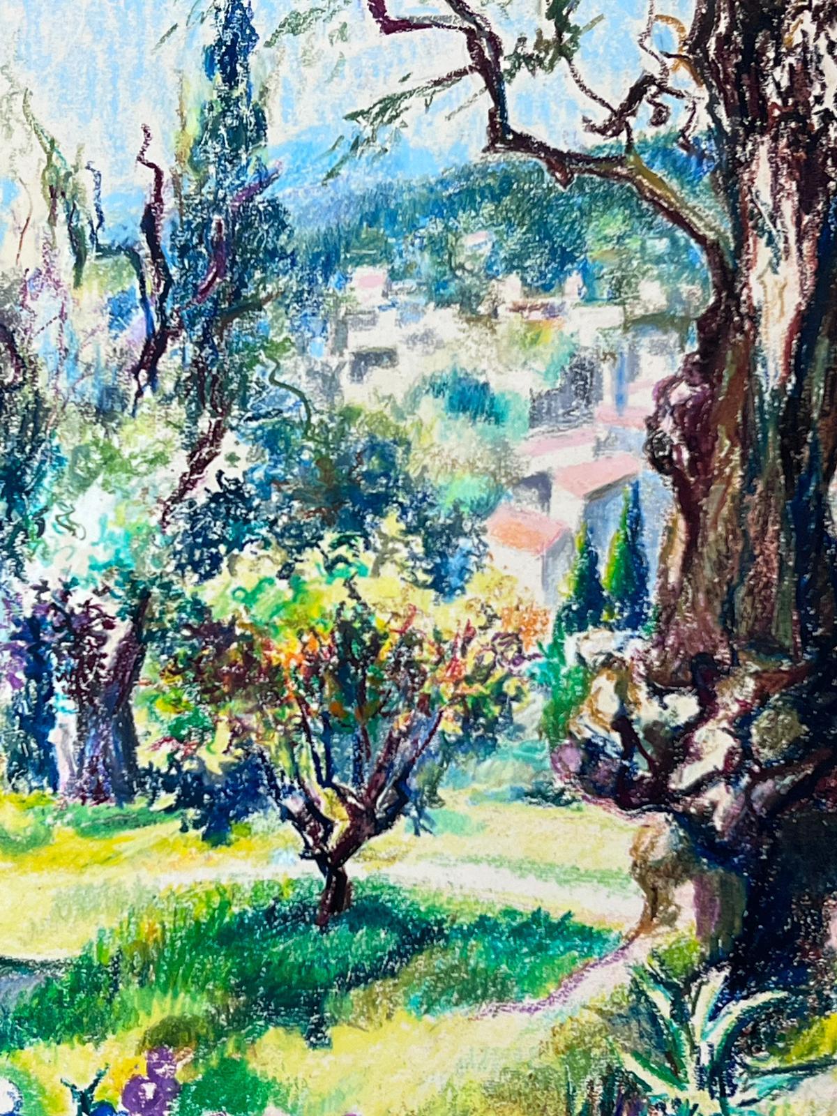 1950s French Post Impressionist Bright Pastel Summer Garden Landscape Provence For Sale 2