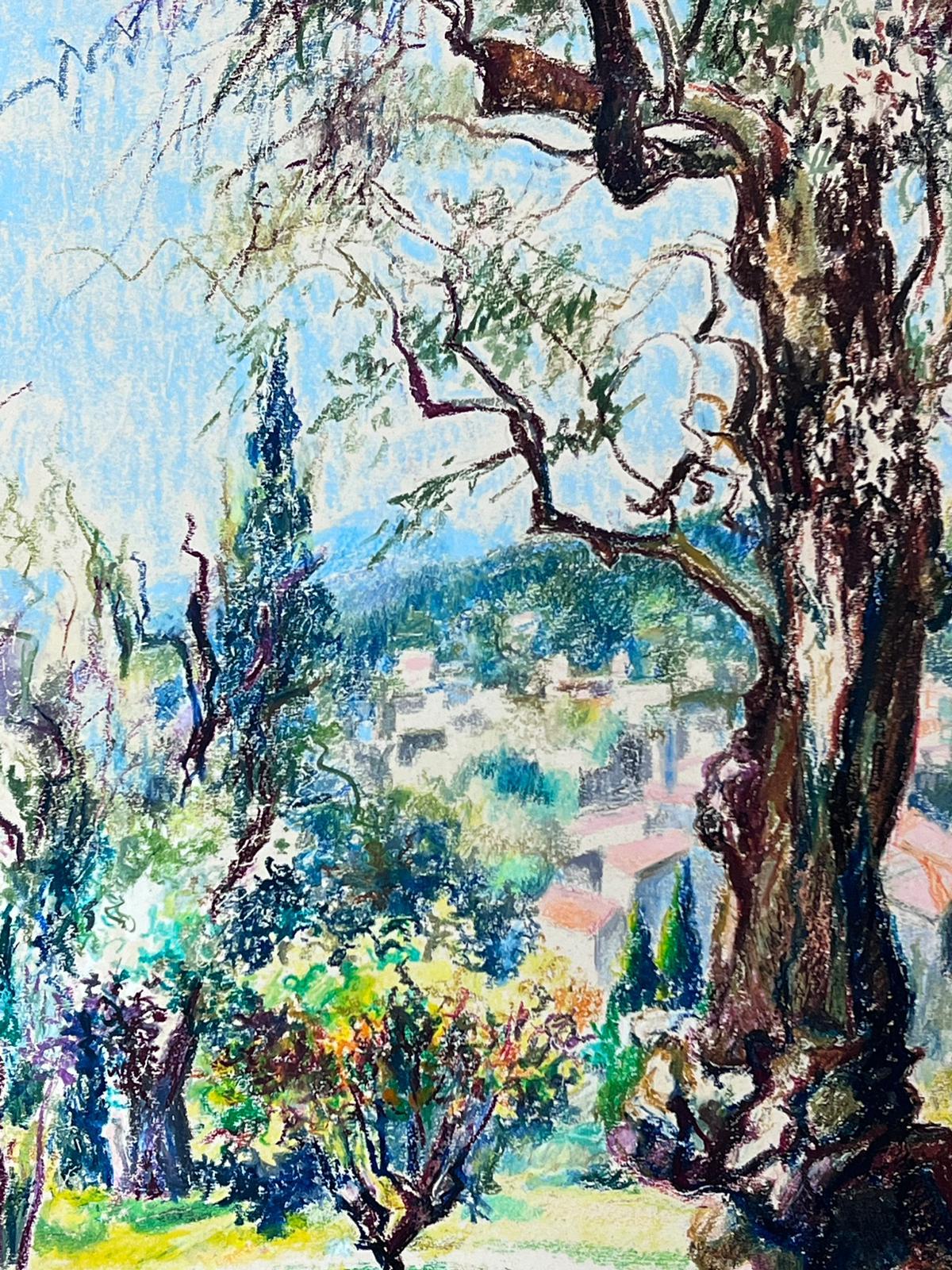 1950s French Post Impressionist Bright Pastel Summer Garden Landscape Provence For Sale 4