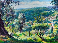 1950s French Post Impressionist Bright Pastel Summer Meadows in Provence