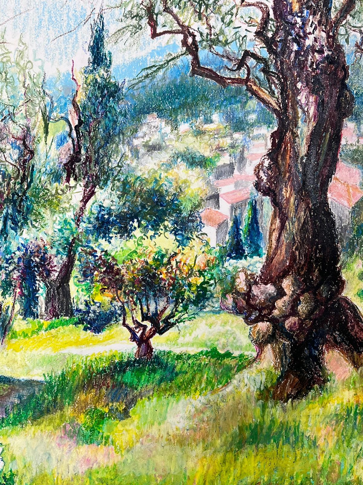 1950s French Post Impressionist Bright Pastel Summer Woodland Painting Provence For Sale 5