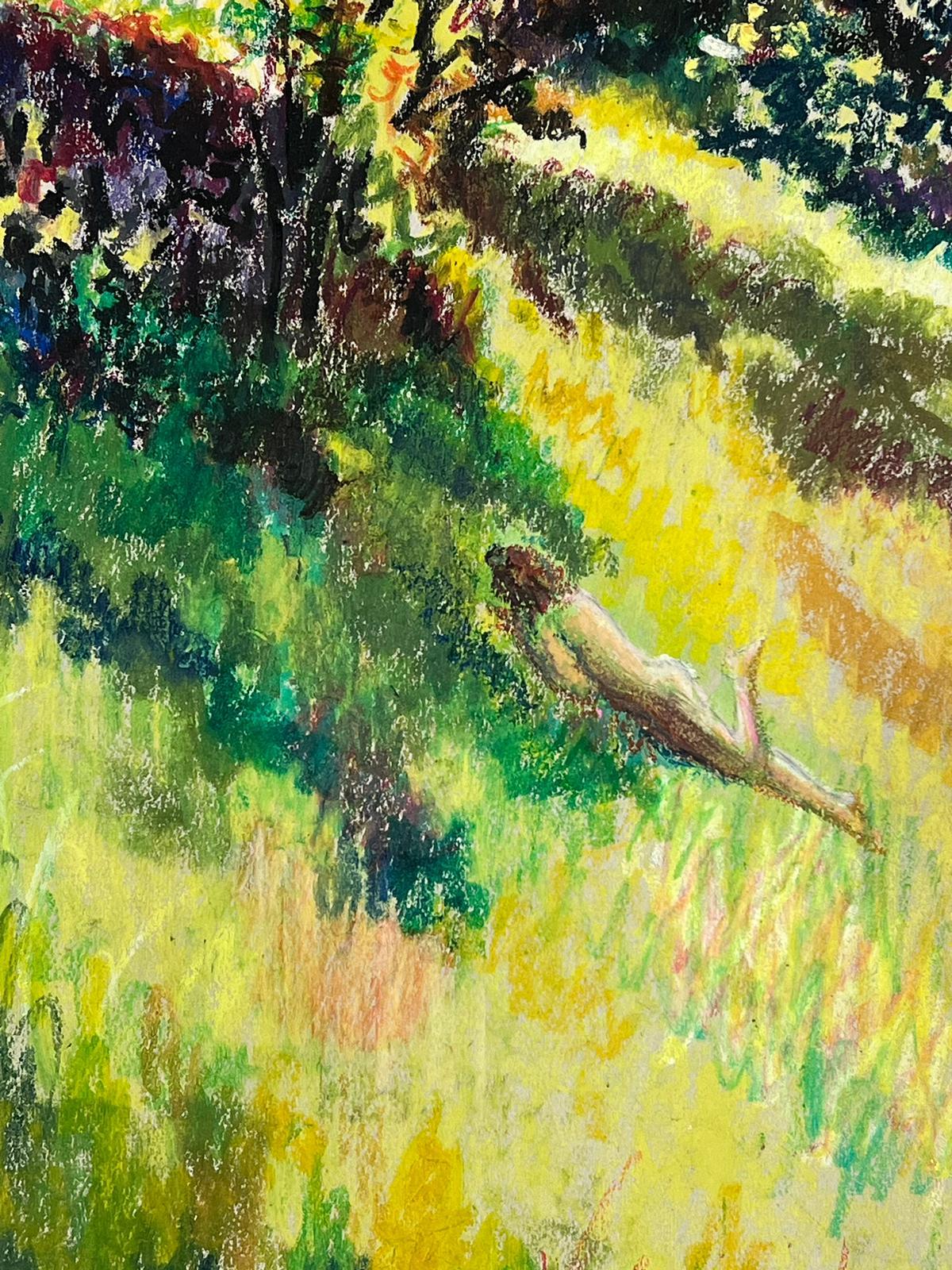 1950s French Post Impressionist Nude Figure Laying In The Summers Day Fields For Sale 3