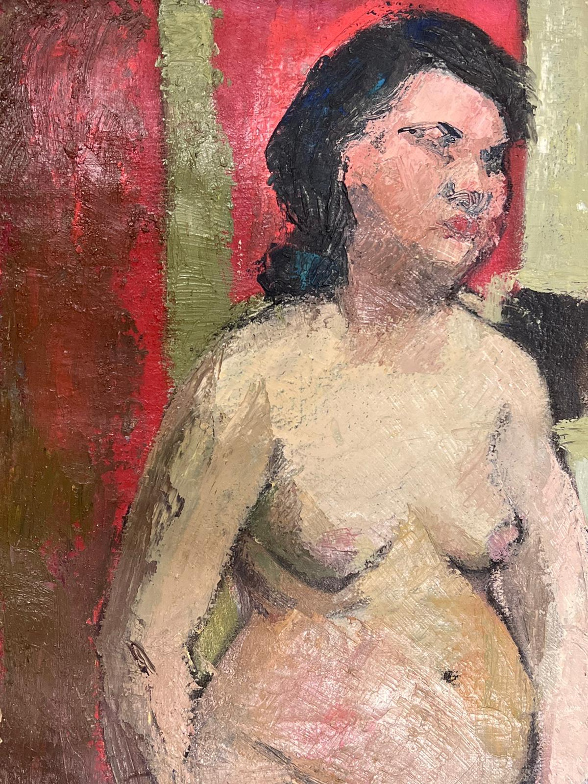 1950s French Post Impressionist Nude Lady Artists Model Painting For Sale 2